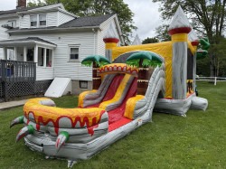 T-REX DUAL LANE BOUNCE HOUSE WITH SLIDE WET