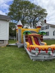 T-REX DUAL LANE BOUNCE HOUSE WITH SLIDE WET