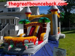 T-REX DUAL LANE BOUNCE HOUSE WITH SLIDE WET